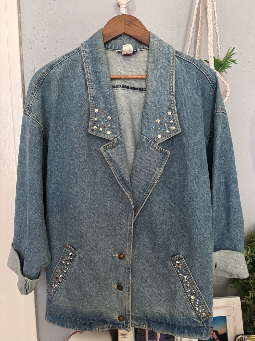 Vintage 80's YES Clothing Brand Denim Jacket with Bling!